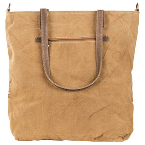 Tan Canvas With Floral Pattern Tote