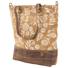 Load image into Gallery viewer, Tan Canvas With Floral Pattern Tote
