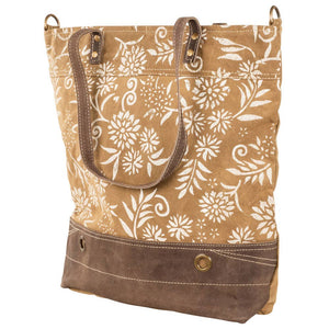 Tan Canvas With Floral Pattern Tote