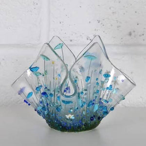 Handmade Fused Glass -  Cornflower Small Tealight