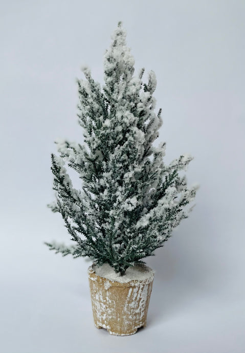 Snowy Faux Potted Tree