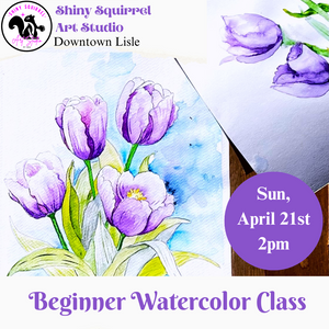 Beginner Watercolor Class: Sun, April 21st 2pm-4pm