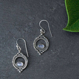 Earrings-Sterling Silver Moonstone Drops