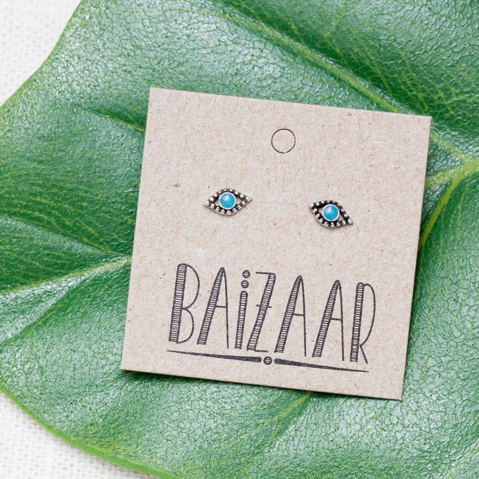 Earrings-Sterling Evil Eye Stud