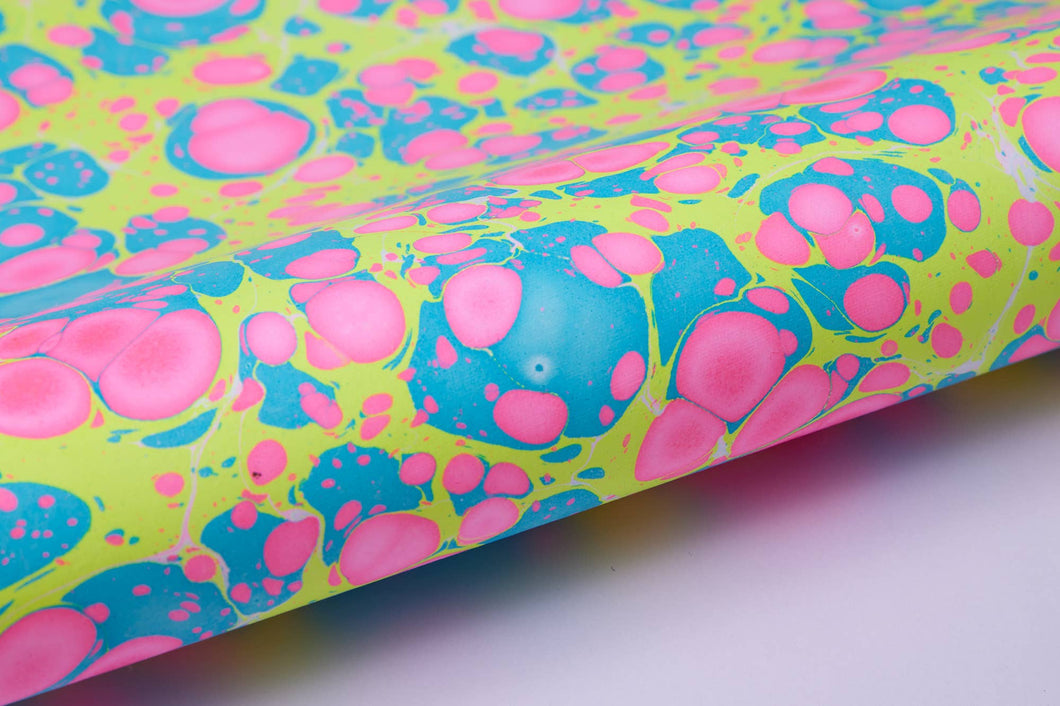 Hand Marbled Gift Wrap Sheets - Neon Stone