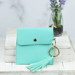 Key Ring + Pouch With Tassel and Clip : Available in 10 Colors