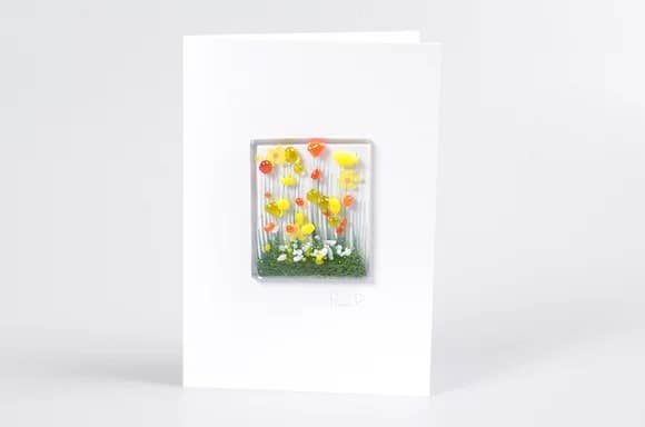 Handmade Fused Glass Greeting Card -  daffodil Card