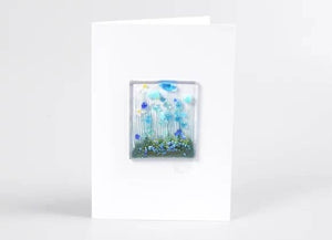 Handmade Fused Glass Greeting Card -  Cornflower Card