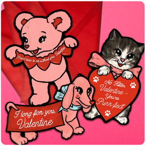 Retro Inspired Love Critters Valentine's Day Card Set of 3