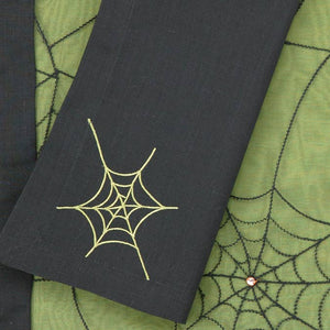 Bat with Spiderweb Cloth Napkin, Green