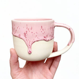 White Stoneware Mug - Speckled Pink