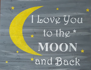 Stencil: I Love You to The Moon 11.5"x11.5" Vinyl Stencil with Transfer Tape