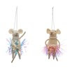 Wool Felt Mouse Ornament in Tinsel Skirt & Pearls