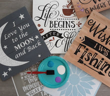 Load image into Gallery viewer, DIY Coffee Quote Sign Stenciling Kit (Design #1)