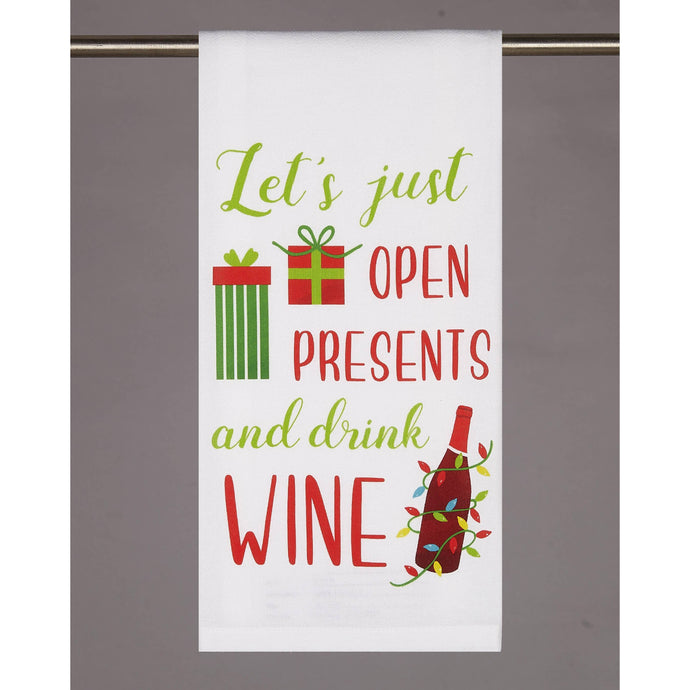 Drink Wine Kitchen Towel Christmas