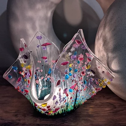 Handmade Fused Glass - Wildflower Small Tealight
